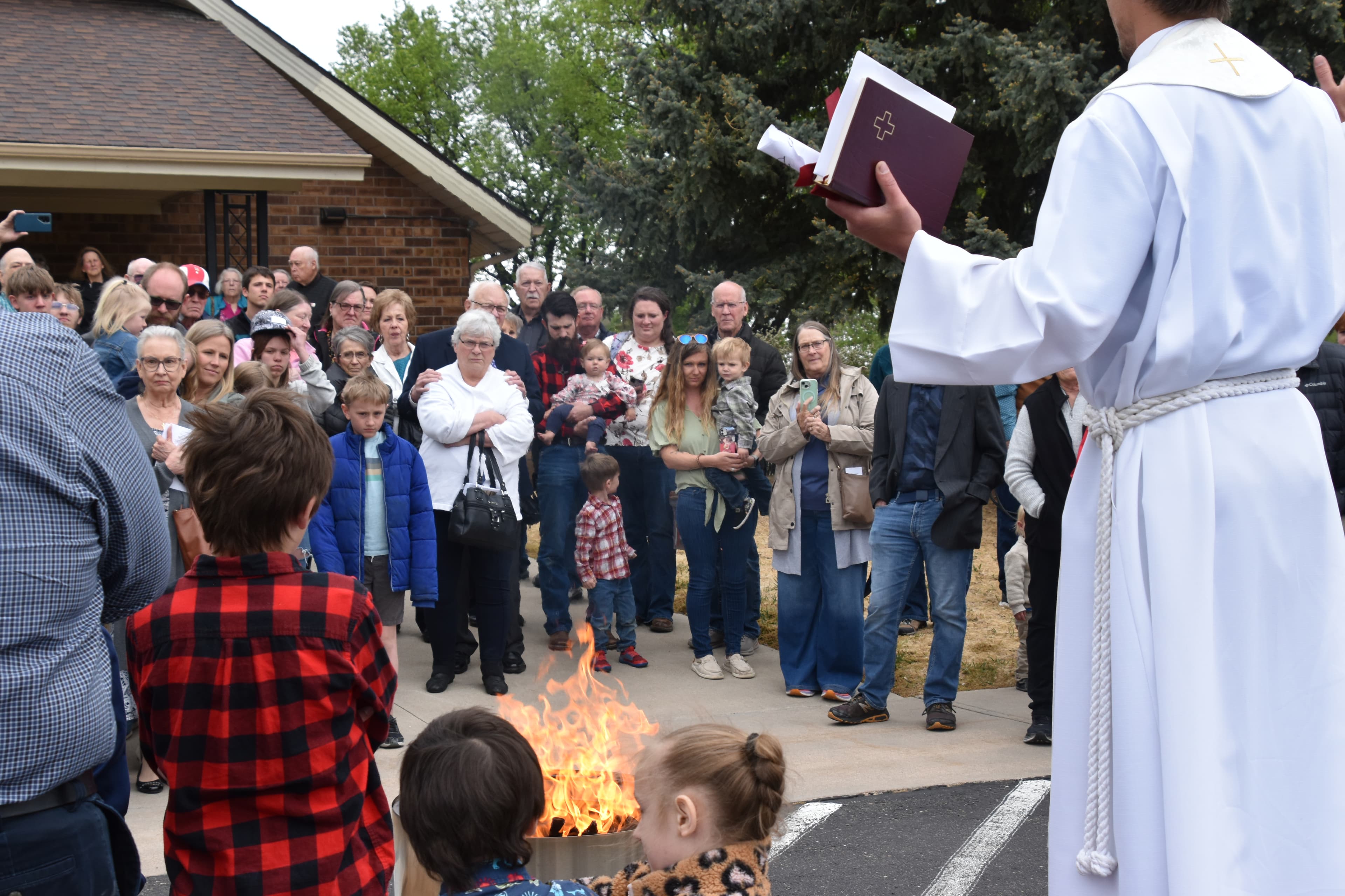 Trinity Lutheran congregation gathered with the pastor